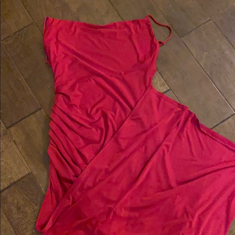 NBD long, high side slit leg dress, red, medium